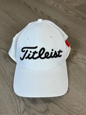 Titleist White Cap with Black Script Logo